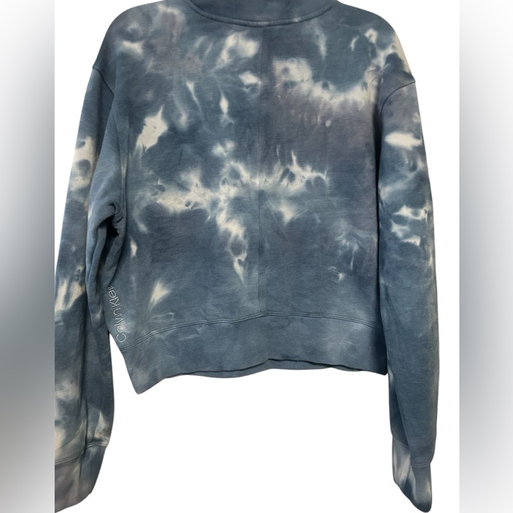 Calvin Klein Blue Tie-Dye Sweatshirt, oversized, size Med, EUC - Picture 2 of 3